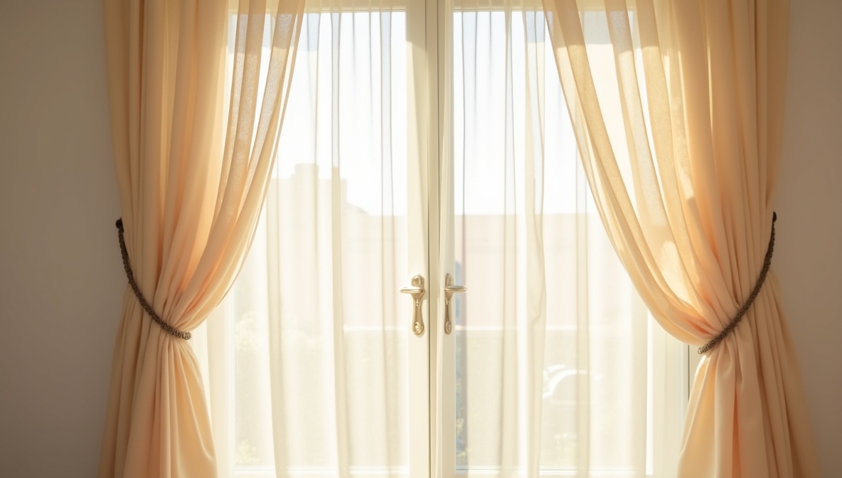 Flowing sheer curtains with delicate fabric